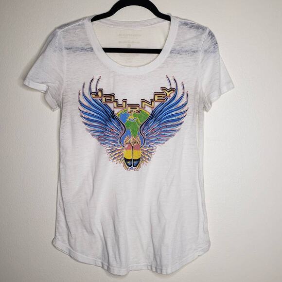 Journey Tops - Journey| Scarab White Faded Burnout Tee